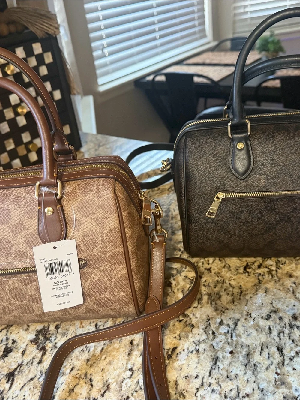 Coach Signature Rowan satchel  Bag - Black & Brown
